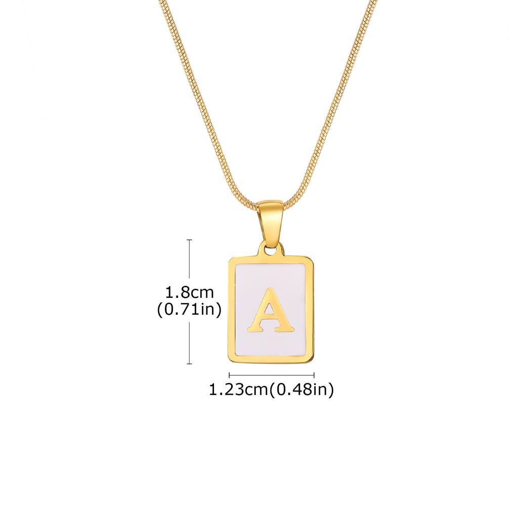 Modern Style Letter Necklace Stainless Steel Texture Pendant Necklace White Square Card Jewelry for Fashion Enthusiasts