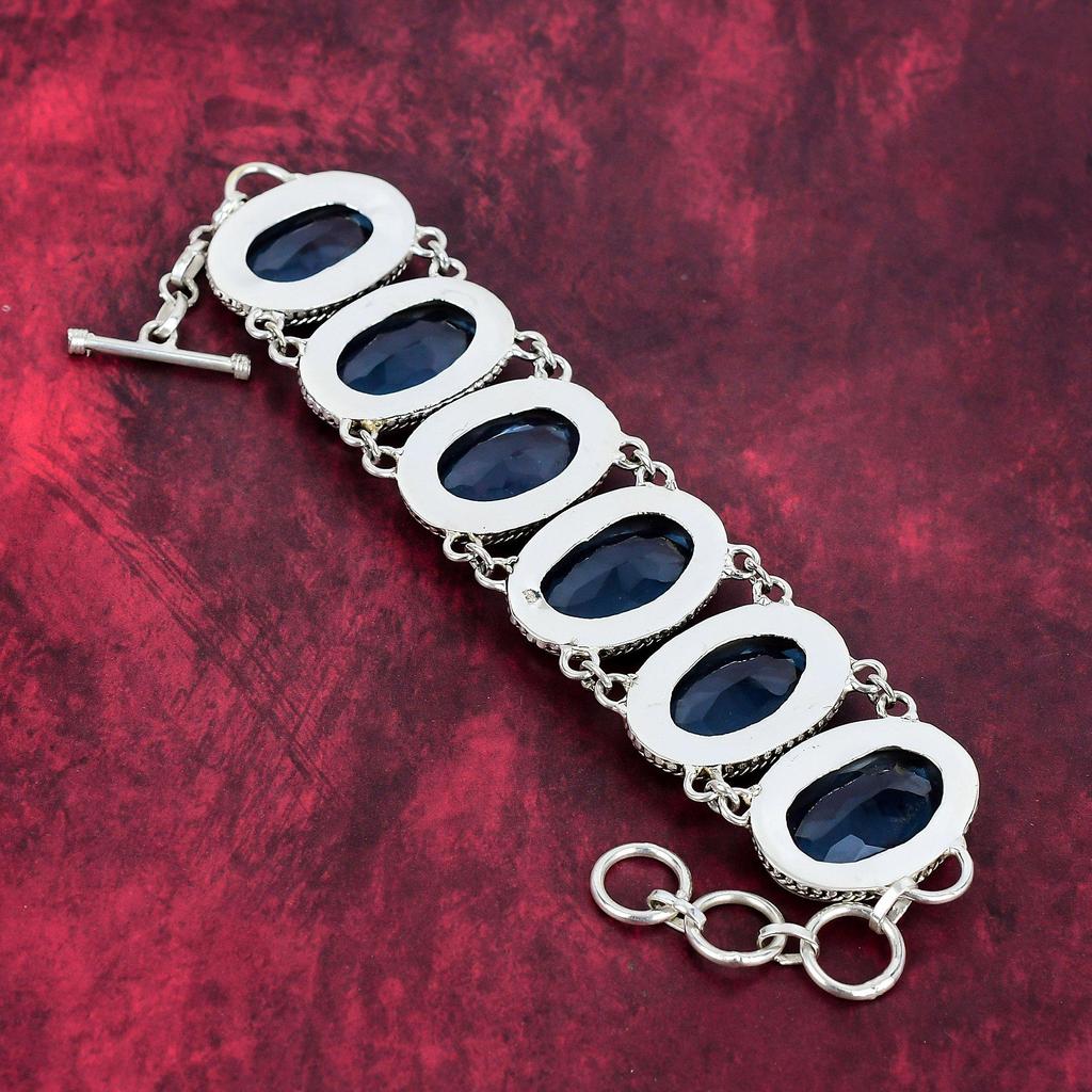 Tanzanite Gemstone Jewelry, 925 Solid Sterling Silver Bracelet Jewelry, Handmade Beautiful Jewelry With Adjustable Chain Bracelet For Her