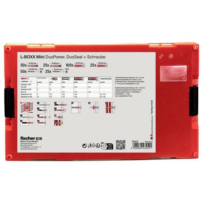 Fischer 561472 FIXtainer DuoPower / DuoSeal + S Boîte d'assortiment de chevilles 210 parties