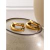 18K Gold Plated Stainless Steel Double-Layer C-Shaped Titanium Earrings - Unique, High-End Design for Women