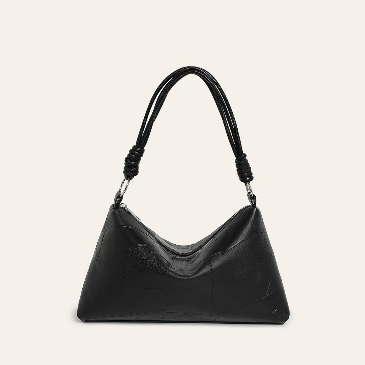 New casual personality beautiful solid color tote bag retro style fashion simple shoulder armpit bag handbag bag чёрный