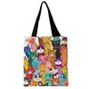 Colorful kitten pattern printed casual handbag, reusable fashionable backpack, multifunctional handbag, canvas shopping bag