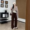 Wool velvet winter warm glutinous rice pants women's spring new drape high waist mopping narrow version casual straight wide-leg pants