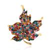 Vintage Brooch Colorful Maple Leaf Pins for Women Wedding Rhinestone Metal Badges Jewelry