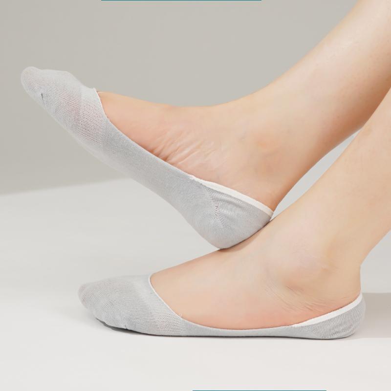 Damen Unsichtbare Bootssocken Sommer Silikon Rutschfest Mode Knöchelsocken Niedrig geschnitten Weiblich Einfarbig Baumwolle Atmungsaktive Socke