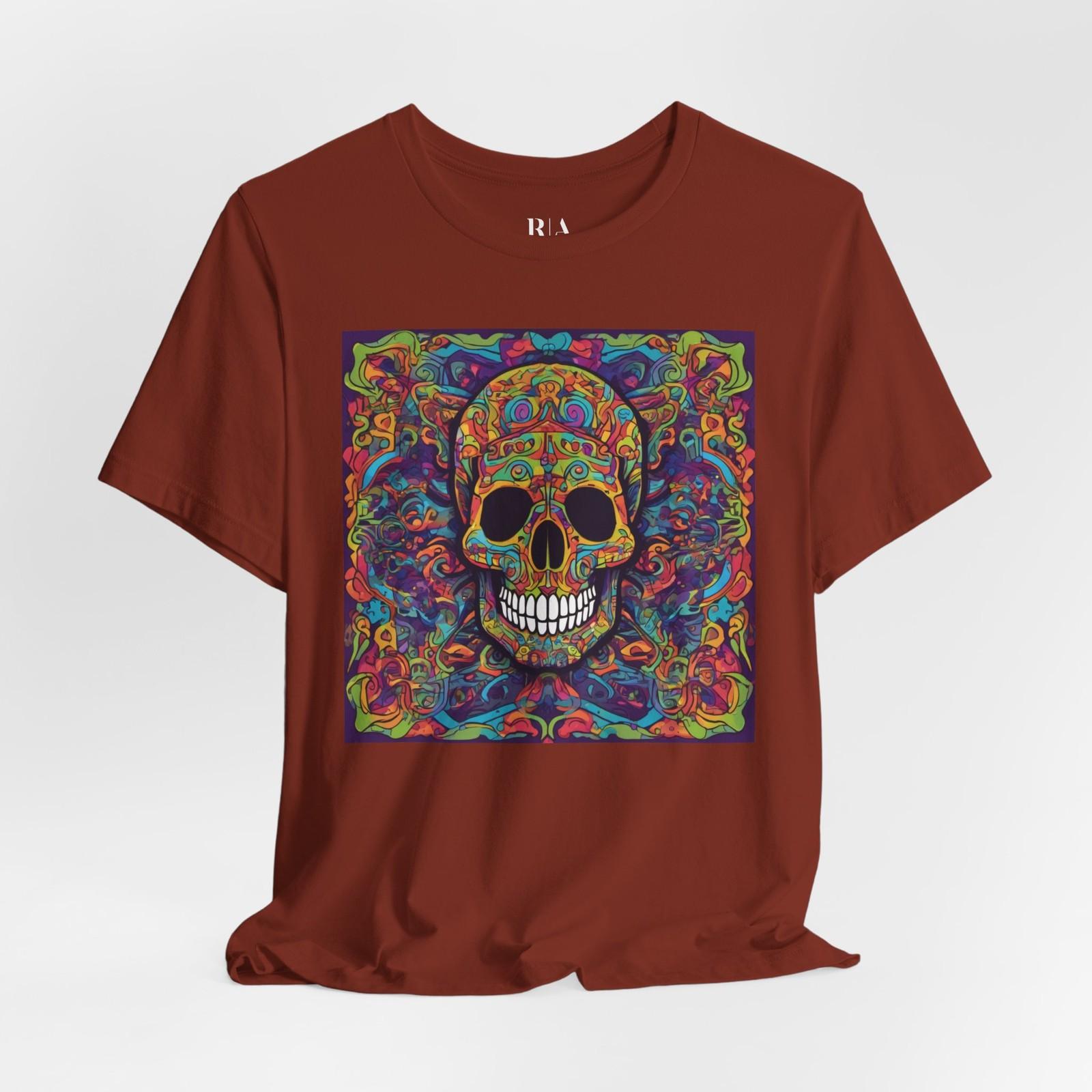

Kaleidoscope Cranium - Premium Jersey Cotton Graphic Tee | Robert August S разноцветный