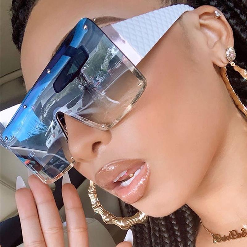 Fashion Large Frame Sunglasses for Women UV400 Protection Wide Rim Catwalk Street Style Ins