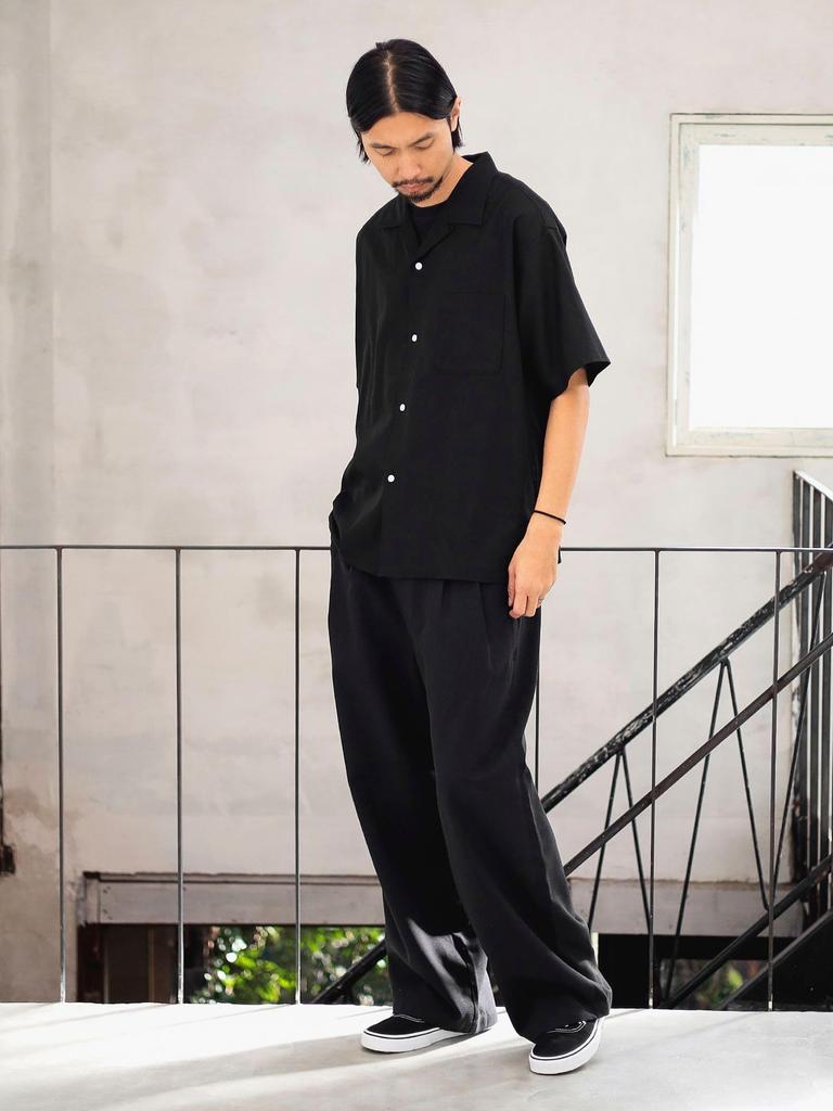 B:MING LIFE STORE by BEAMS Ambience Polyester 2-Pleats Pants, Men's, Black, Size S (92230184247)