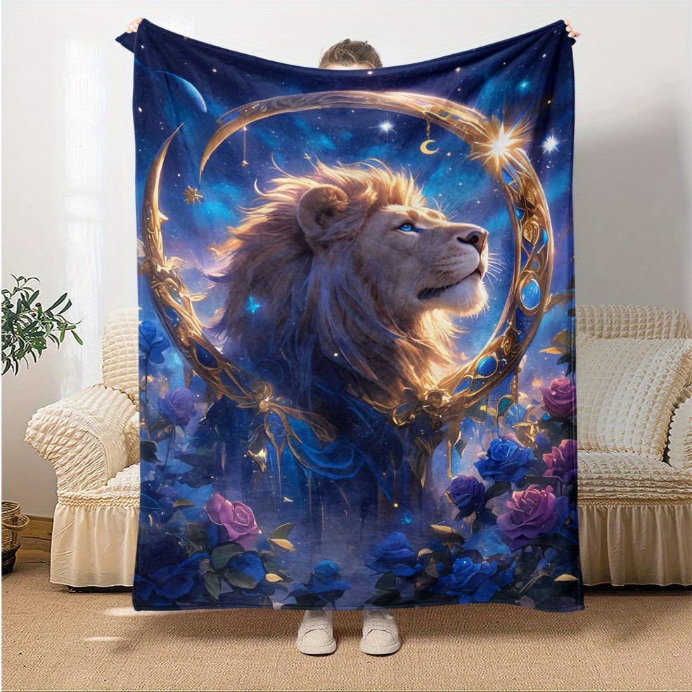 

Celestial Lion Blanket - Soft Cozy Throw with Starry Night Design, Perfect for Home Decor, Unique Gift for Animal Lovers 75x90cm