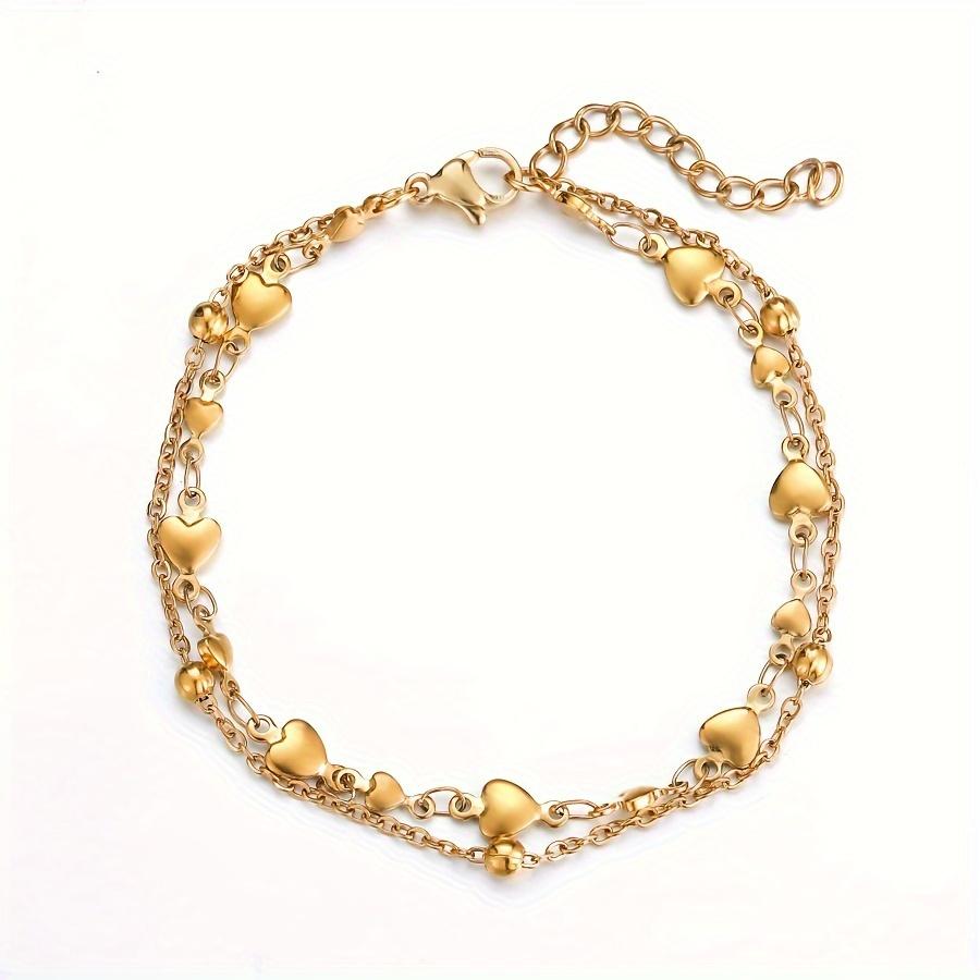 Fashionable Double-Layer Stainless Steel Women's Bracelet Minimalist Style, No Inlays, Waterproof, Suitable for Daily Wear and Gift Giving