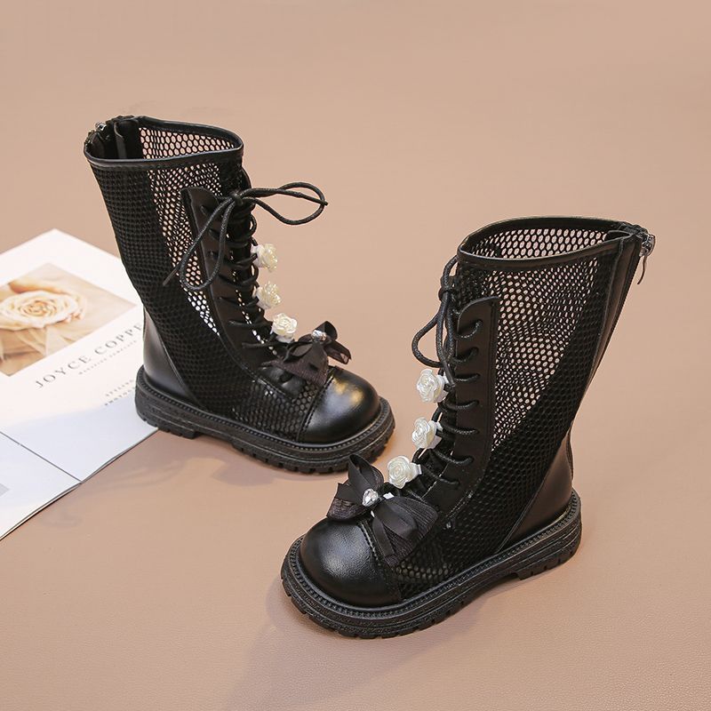 

Девочки высокие сапоги сетчатые сапоги весна и осень лето новые детские туфли принцессы сапоги на молнии ботинки Мартина студенческие длинные голенища одноклассница 37 yards inner length about 23cm чёрный