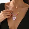 High-End European & American Dopamine Resin Glass Beaded Flower Necklace for Women – Holiday Style Petal Clavicle Chain