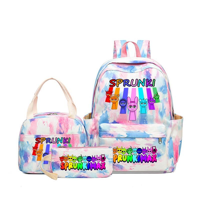Sprunki Rhythm Box Cartoon Kids School Backpack Set With Lunch Bag Pencil Case Boys Girls