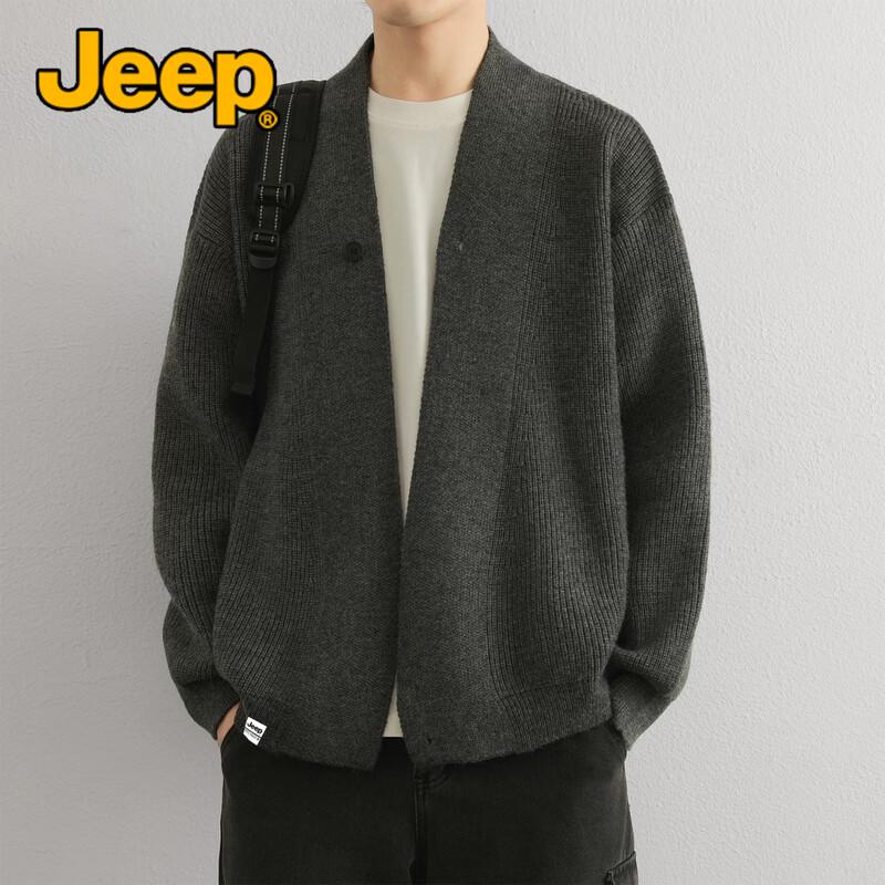 JEEP Men's V-Neck Knitted Cardigan Sweater