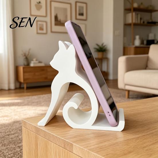 Cell Phone Stand for Cat Lovers Cute Mobile Holder Stand, Desktop Mount Desk Office Universal Bedroom, 3D Printed Stable Diagonal Support Smartphones