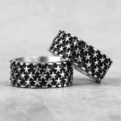 Sternennacht Stern Einfach Edelstahl Damen Herren Ringe für Paar Liebende Mädchen Freund Schmuck Kreativität Geschenk