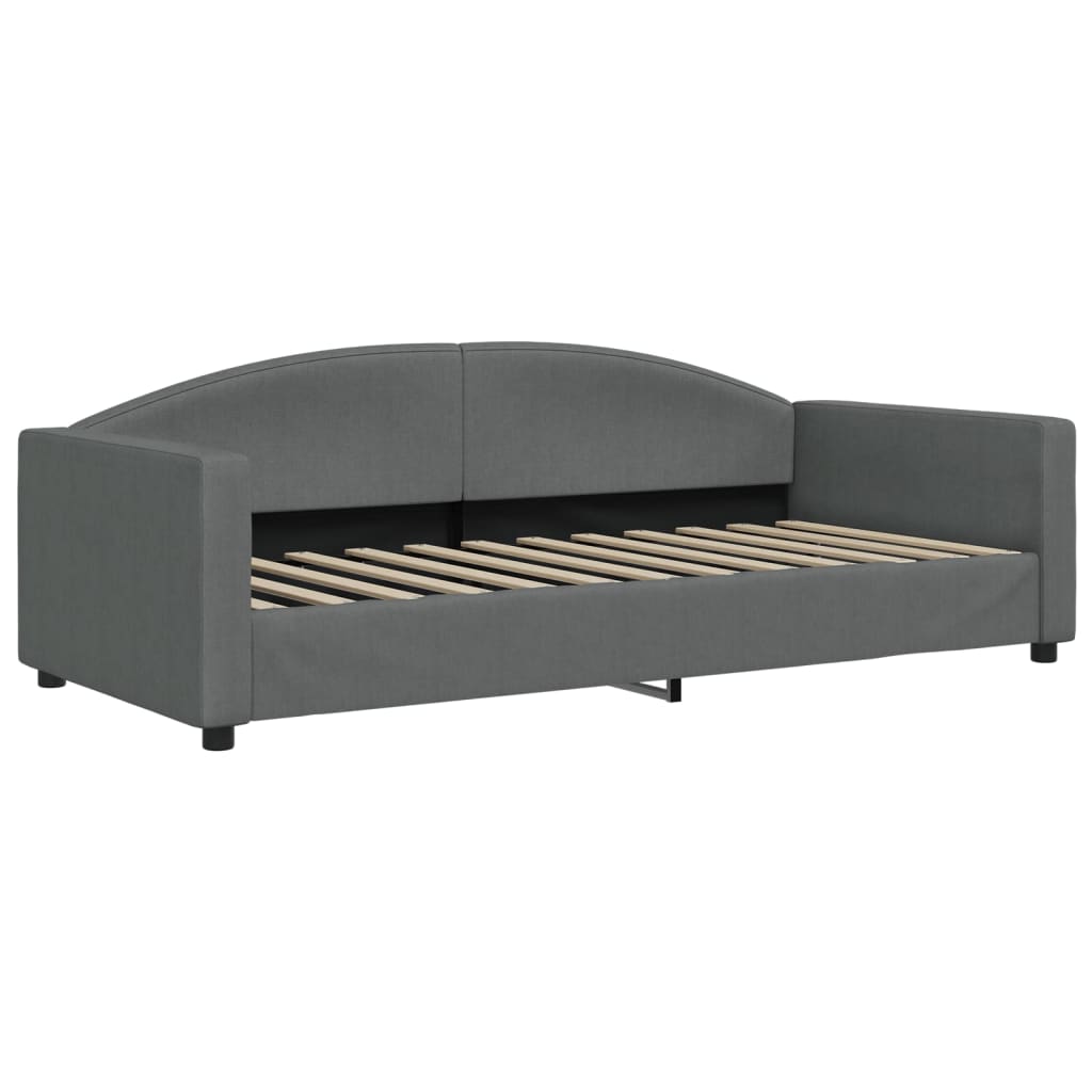 Pull Out Daybed Dark Gray 90 x 200 cm Fabric