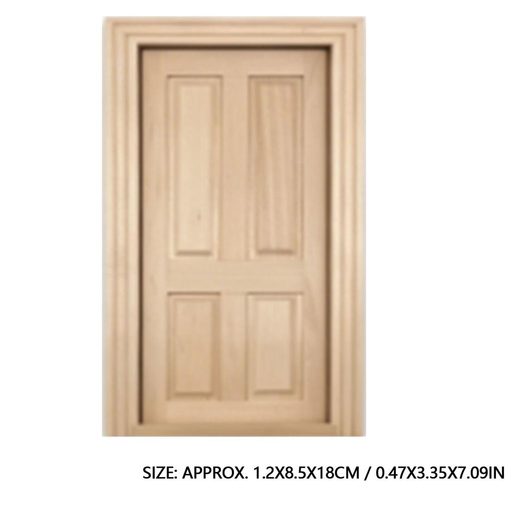 3PCS 1:12 Dollhouse ature Doors Wooden Int ior Front Doors for Dollhouse Furniture Accessories