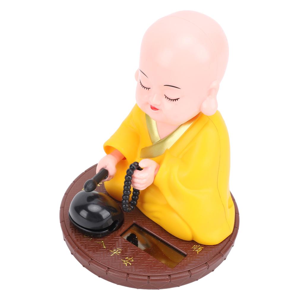 Little Monk Solar Figurine Funny Auto Nodding Knocking Chinese Monk Statue Toy Dashboard Ornament for Car Desktop Decor