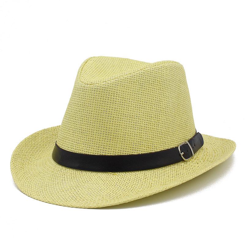 Men and Women Summer Big Roll Along Straw Top Hat Western Cowboy Sunscreen Beach Hat British Jazz Hat