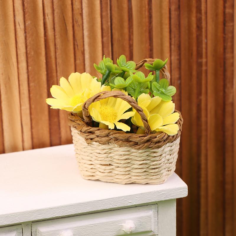 1Pc 1/12 Dollhouse Simulation Flower Plant Potted Dollhouse Mini Home Decoration Dolls House Micro Landscape Plant Accessories