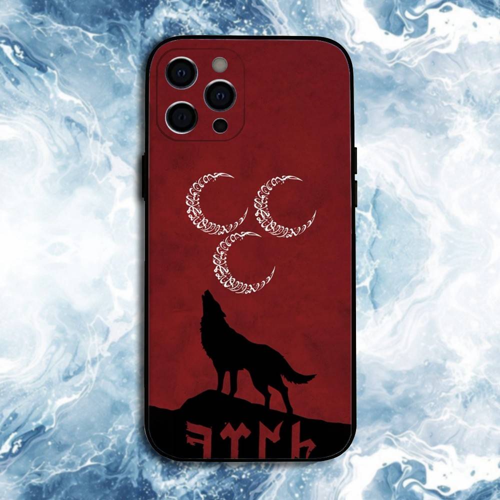 Turk Wolf Turkey Flag Phone Case For iPhone17,16,15,14,13,12,11 Plus,Pro Max, Soft Silicone Black Cover