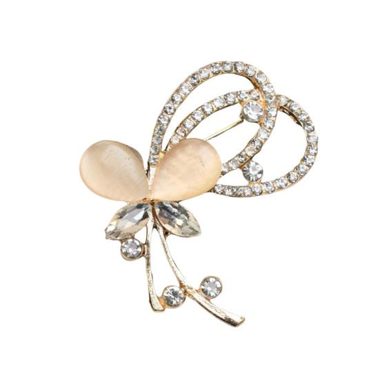 

Brooch Retro Style Flower Plant Design Suit Lapel Pin with Faux Opal Inlaid Sweaters Collars Hats Bags Coats Scarves Badge Outfit Accessory F