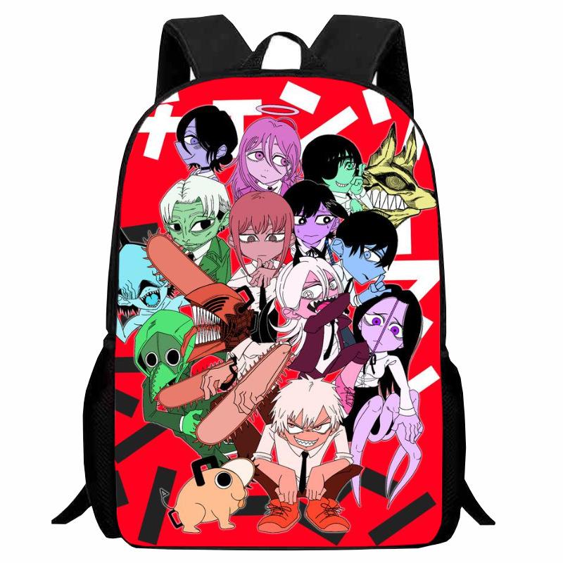 Printed Two-Dimensional Chainsaw Man Schoolbag, Primary School Student Cartoon Chaaw Man Backpack