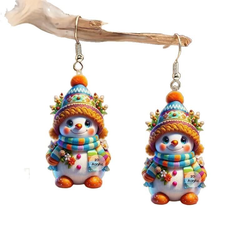 Christmas Acrylic Earrings Cartoon Doll Design For Holiday Accessories Party