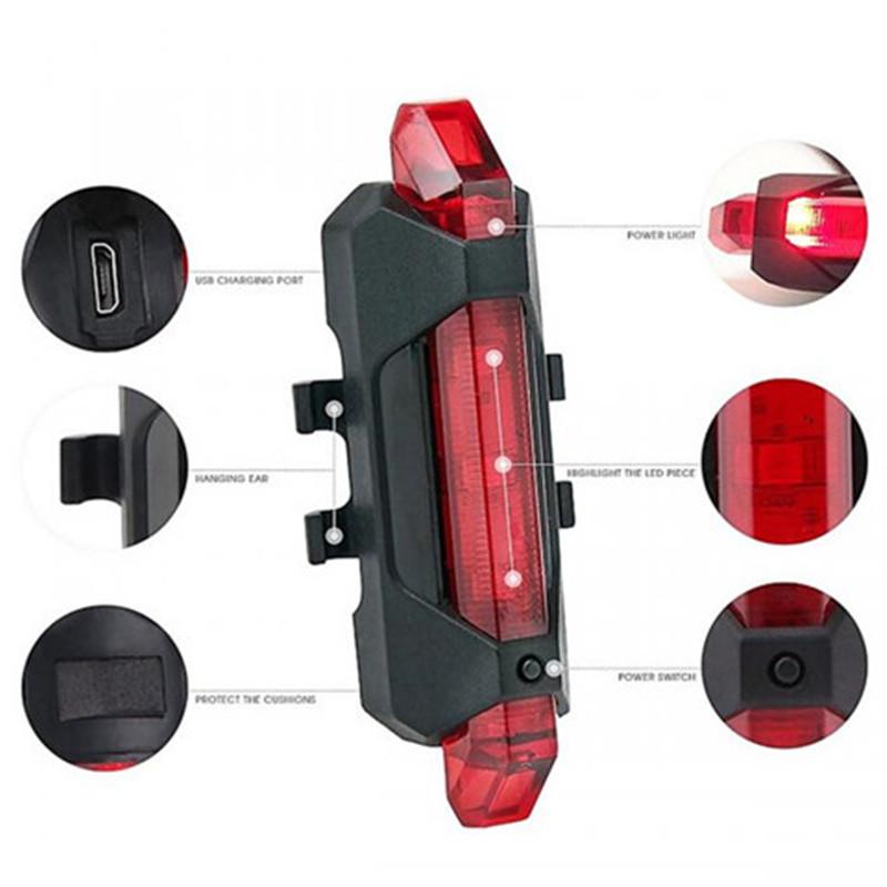 Bicycle USB Charging Headlight Mountain Bike Riding Equipment Bike Light Waterproof Cycling Safety WarningTaillight Accessories