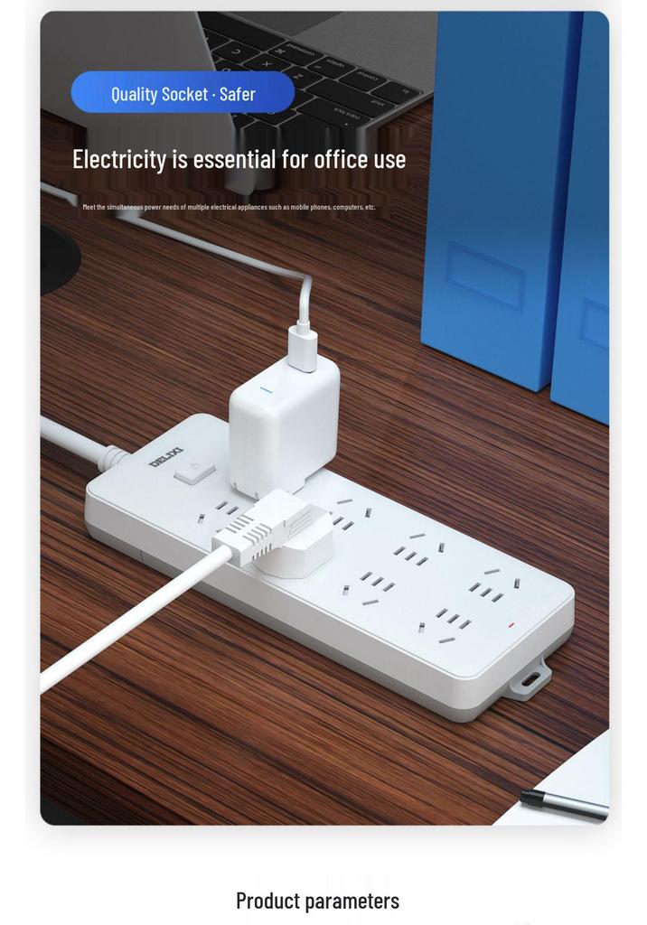 Delixi Multi-functional Power Strip with New National Standard Extension Cord for Household Use
