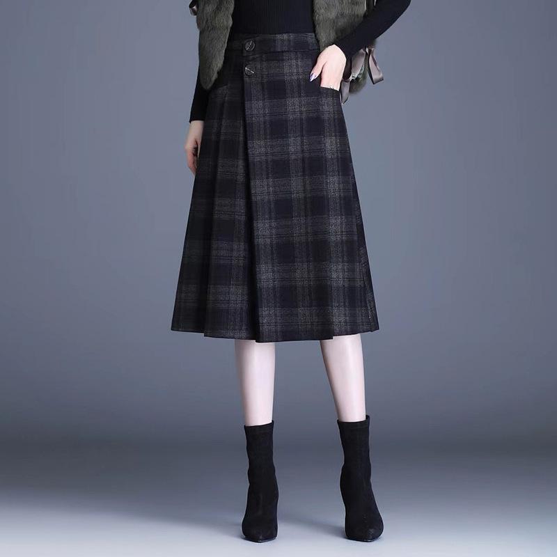 

Plaid A-line High-Waist Midi Skirt - Spring/Autumn Fashion for Women 3XL