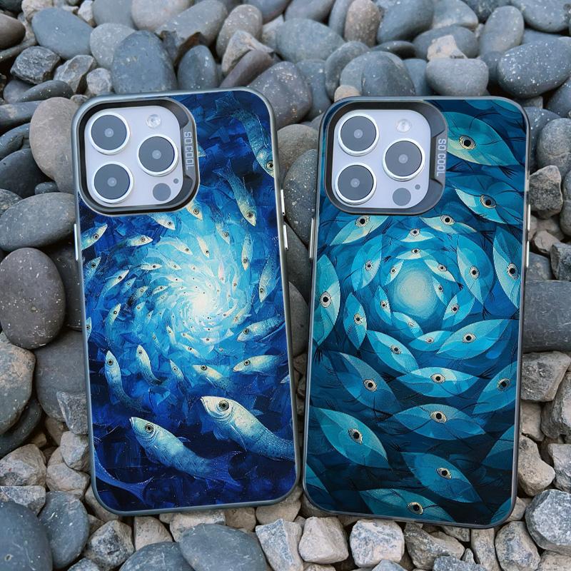 Cute Joyful Small Fish Group Phone Case For iPhone 16 Pro Max 15 14 Pro Max Plus 13 Mini 12 Pro Max 11  Advanced Laser Covers