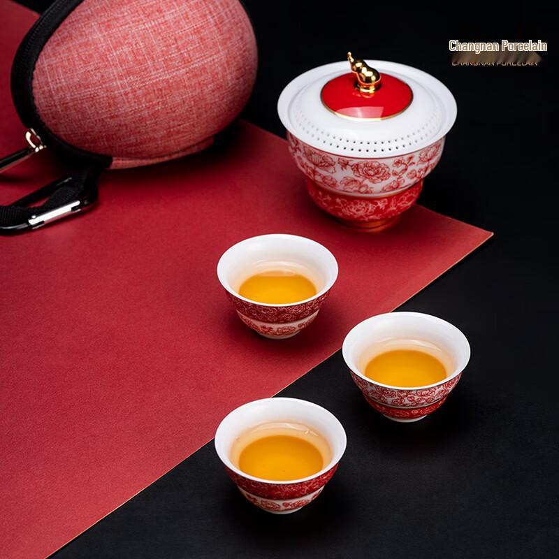 Керамический дорожный чайный набор Changnan Богатство и Удача