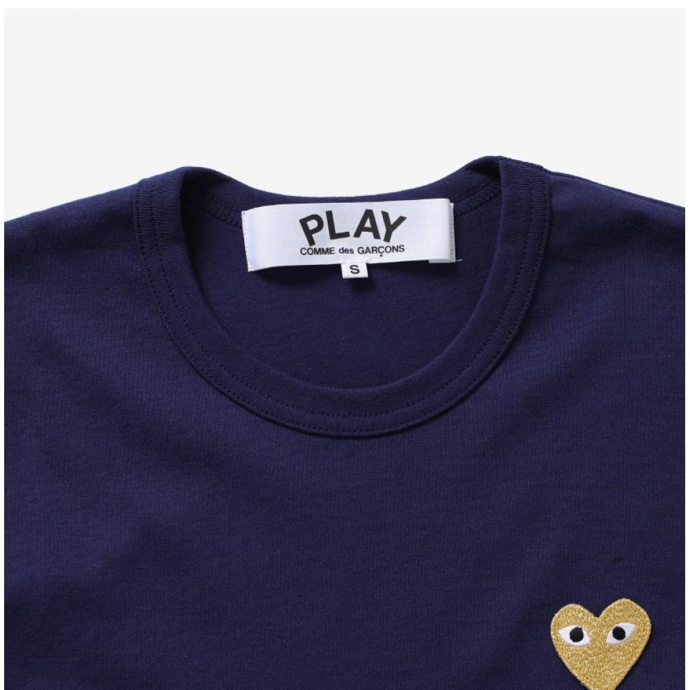 Comme Des Gar Ons Play Gold HearT PaTch Unisex T shirT Ax T216 051