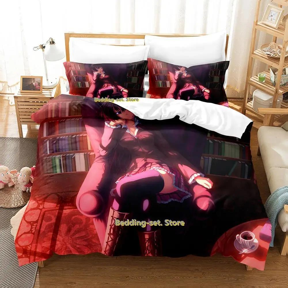 Cozy Breathable Seitokai No Ichizon Cartoon Anime Three Piece Adult Kid Bedroom Duvetcover Sets 3D Kawaii Girls Lit Enfant Quilt