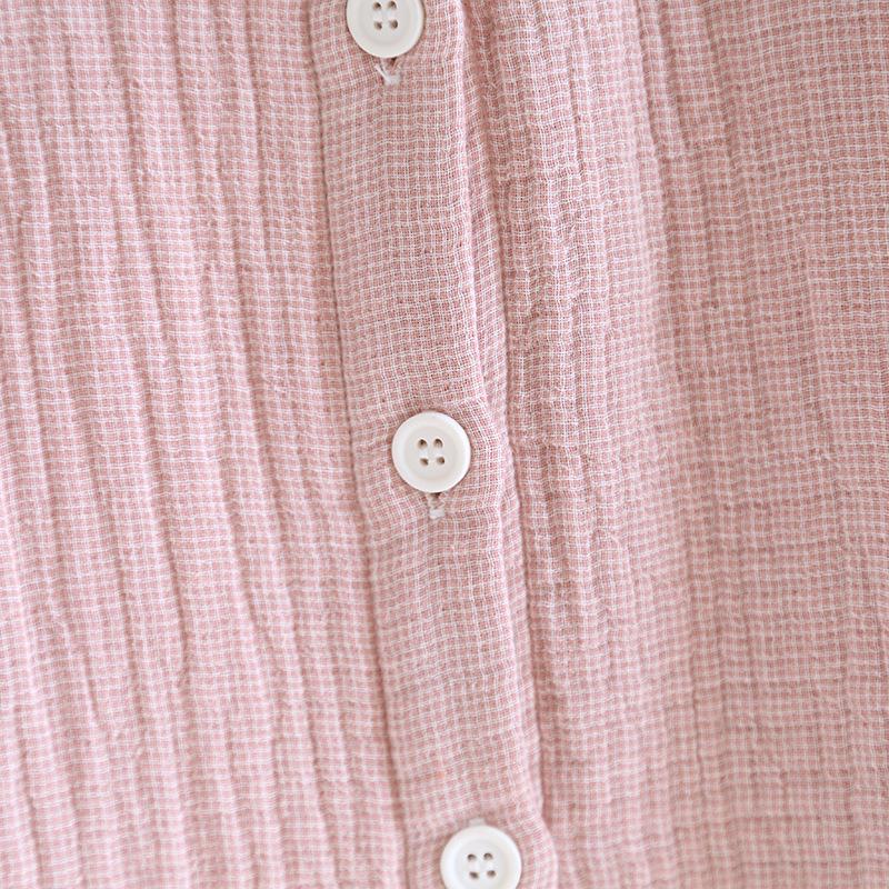 Spring Couple's Pajama Set: Thick Pure Cotton Plaid, Women's & Men's Long-Sleeve, Loose Fit