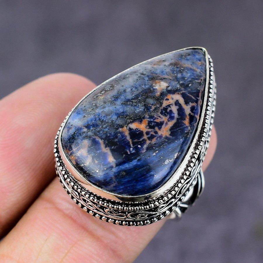 Sodalite Gemstone 925 Sterling Silver Gift Jewelry Ring Size 7