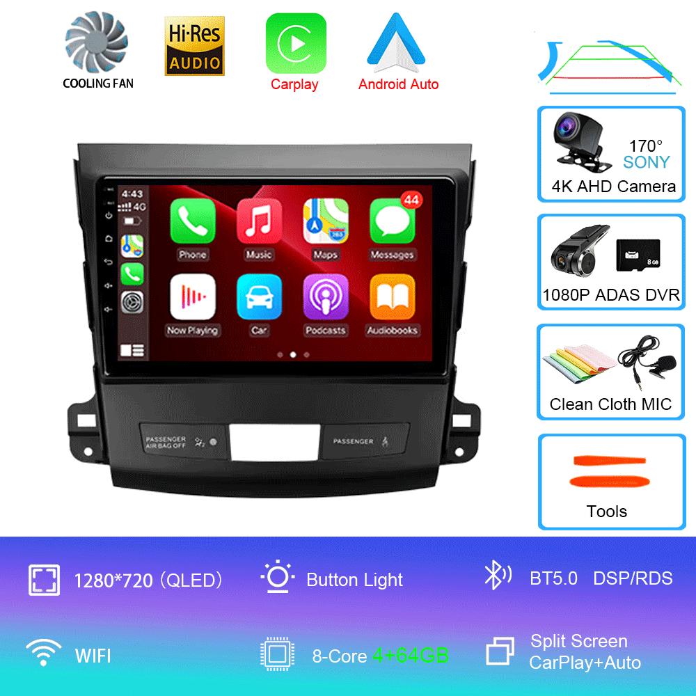 Car Radio Android 14 Carplay For Mitsubishi Outlander 2006-2011 Peugeot 4007 Citroen C-Crosser GPS Multimedia Player Stereo 2din