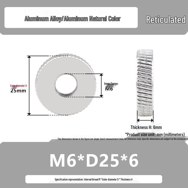 Aluminum Alloy Hand-Tightened Knurled Nut Adjustment Lock Gauge M3-M8