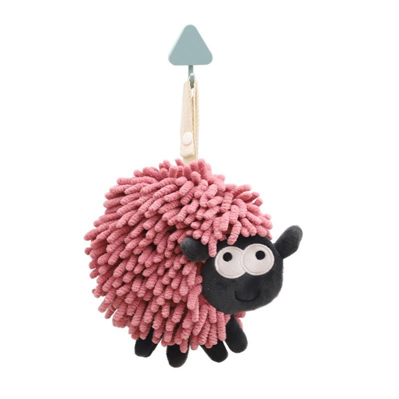 Uroczy Ręcznik Chenilowy z Kreskówkowym Barankiem - Super Chłonny i Szybkoschnący Wiszący Ręcznik Kula do Kuchni i Łazienki