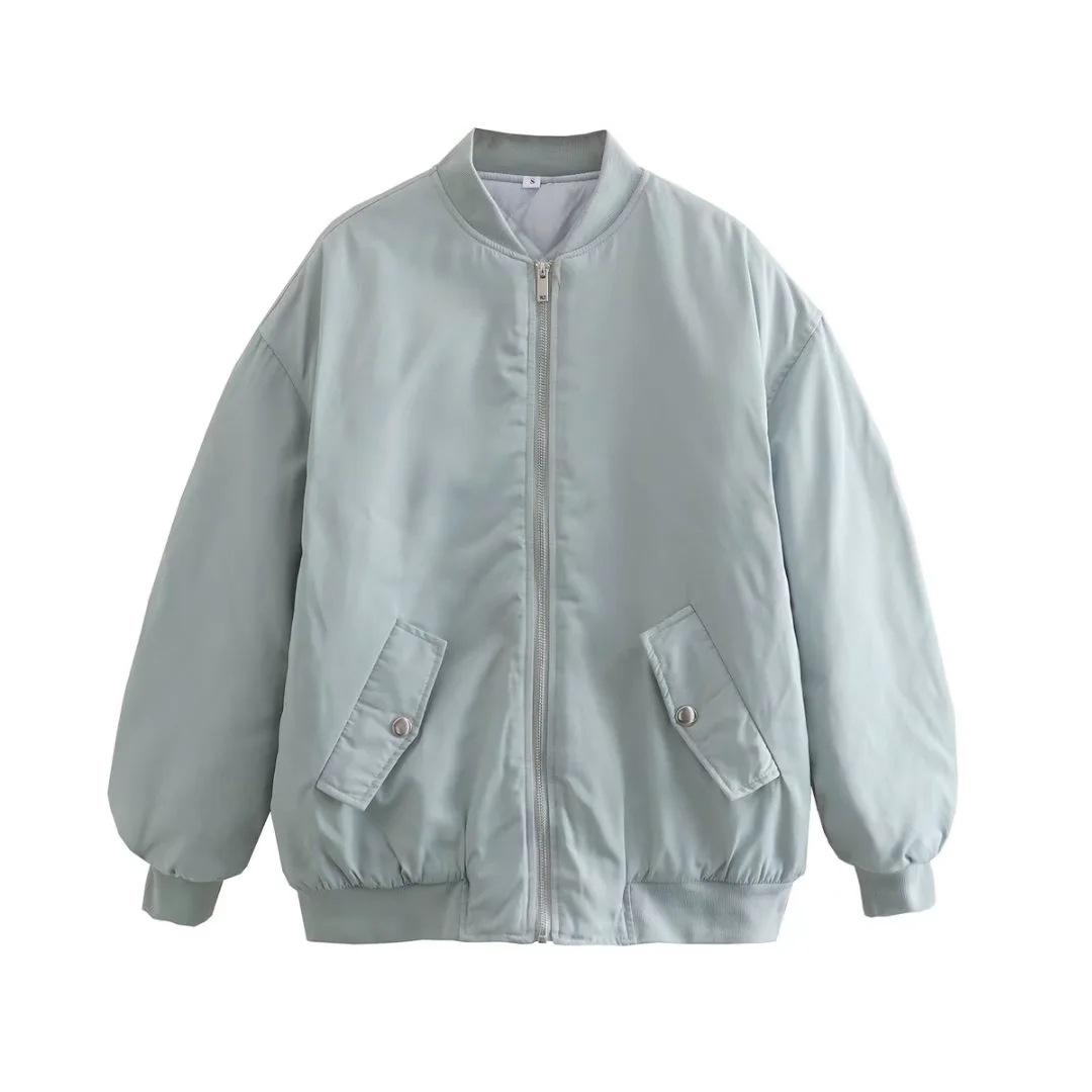 

Зимняя женская модная однотонная куртка на молнии, свободное толстое теплое пальто L серый