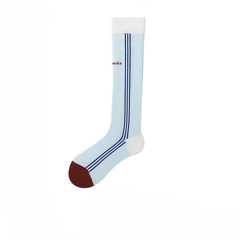 Chaussettes de Mollet d'Exercice Amincissantes à Pression à Rayures de Couleurs pour Femmes Automne et Hiver pour Yoga Fitness Cyclisme Sans Couture