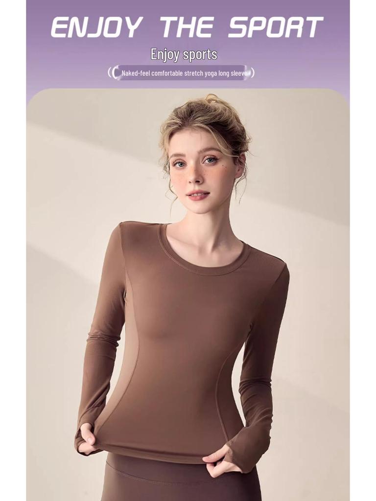 Women's Elastic Breathable Slim-Fit Sports Top for Running and Yoga - Long Sleeve, Autumn/Winter