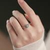 S925 Sterling Silver Ring Inlaid with Dangerous Material Natural Jadeite Blue Water Sunflower Ring Female Live Design