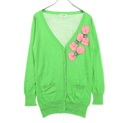 EmilyTemple Cute Long Sleeve Knit Cardigan Green Ribbon Women Used