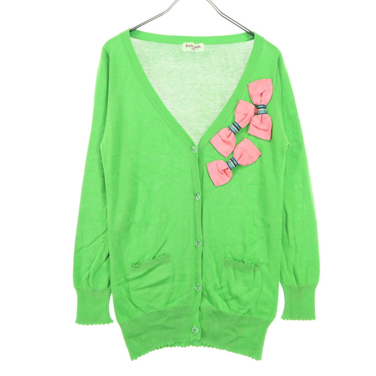 

EmilyTemple cute Вязаный кардиган с длинным рукавом, зеленая лента, Женский, Б/у