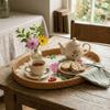 3Pcs Plant Fiber Serving Tray Woven Texture Breathable Structure Decorative Snack Tray Flat Tray Sturdy Fruit Tray Tea-Time Use
