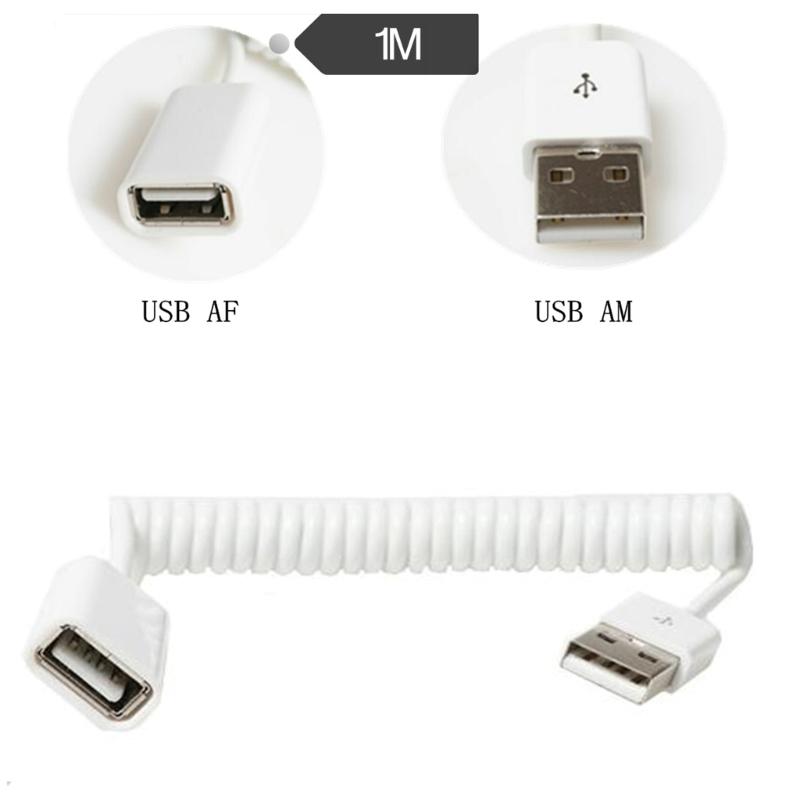 USB2.0 Male To Female Spring Coiled Telescopic Extension Cable for Various USB Devices