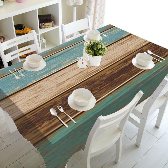 Wooden Texture Printing Rectangular Tablecloths For Table Wedding Decoration Waterproof Coffee Table Cover Anti -Stain Tablecloth
